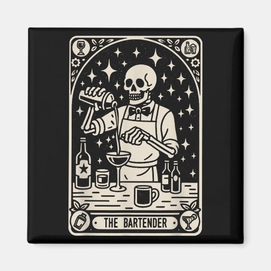 De Bartender Tarotkaart Halloween Mixologist Bar Magneet (Voorkant)