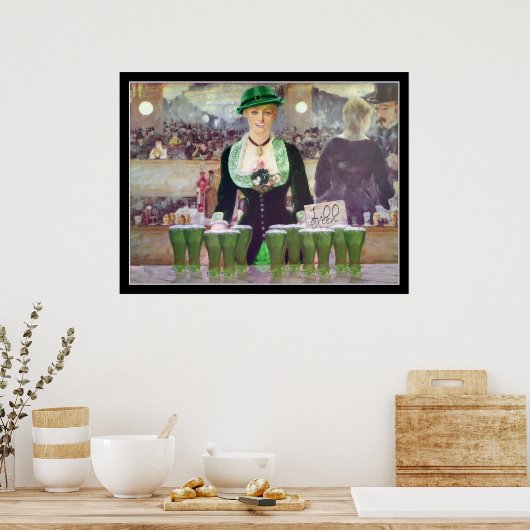 De Bartender verkoopt $1 groene bier Poster (Keuken)