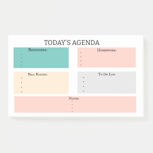 De basis dagelijkse Plannertaak van vandaag om Lij Post-it® Notes (Voorkant)