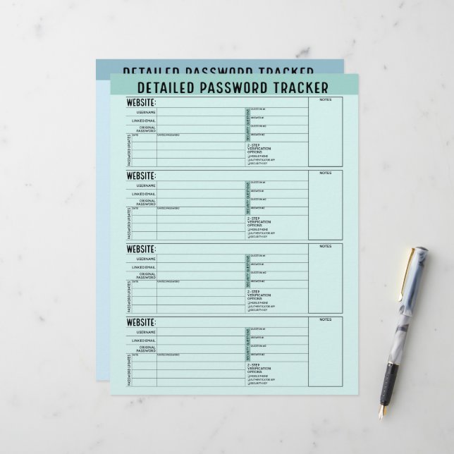 De Basis Tracker van het Wachtwoord met Gebruikers Briefhoofd (Voorkant / Achterkant in situ)