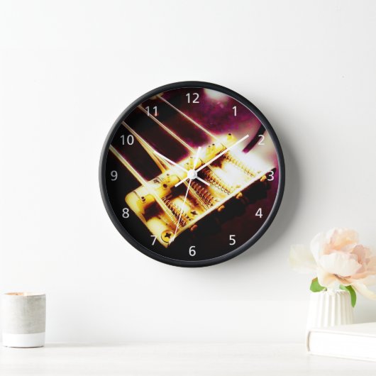 De basis van een basgitaar acryl wandklok (Huis)