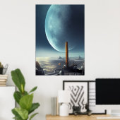 De basis van een buitenaardse wereld | AI Art Post Poster (Thuiskantoor)