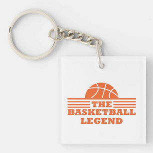 De basketballegende oranje bal sleutelhanger