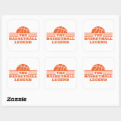 De basketballegende oranje bal vierkante sticker (Vel)