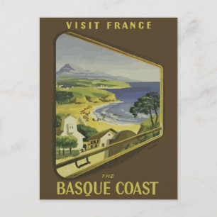 De Baskische kust, Frankrijk Vintage Travel Briefk Briefkaart