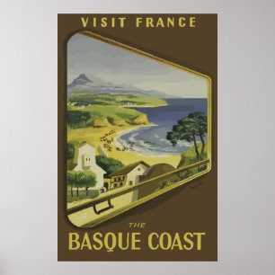De Baskische kust, Frankrijk Vintage Travel Poster