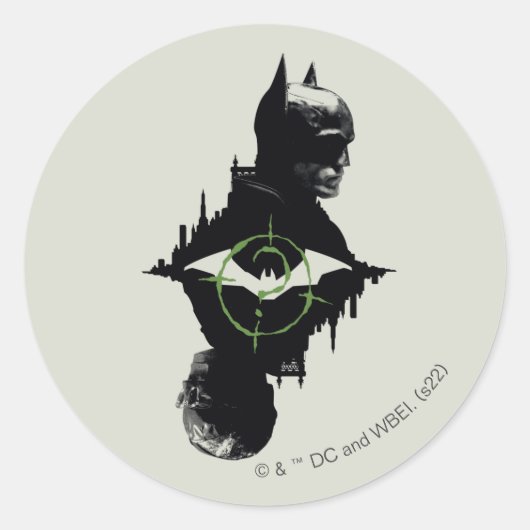 De Batman en de Riddler-grafische kaart met twee t Ronde Sticker (Voorkant)
