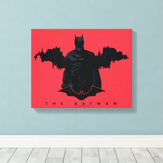 De Batman Gotham Silhouette Canvas Afdruk (Insitu (Houten vloer))