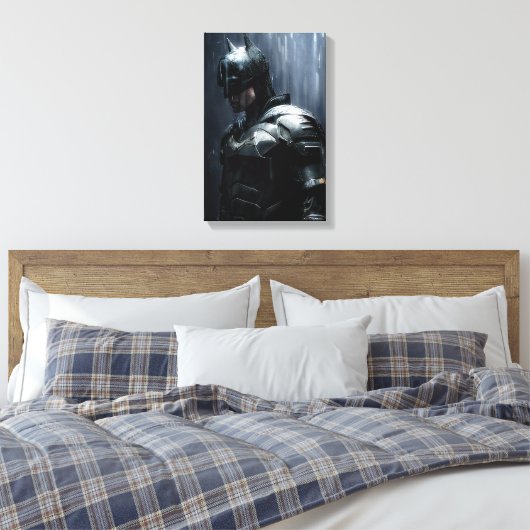 De Batman in de regen Canvas Afdruk (Insitu (Slaapkamer))