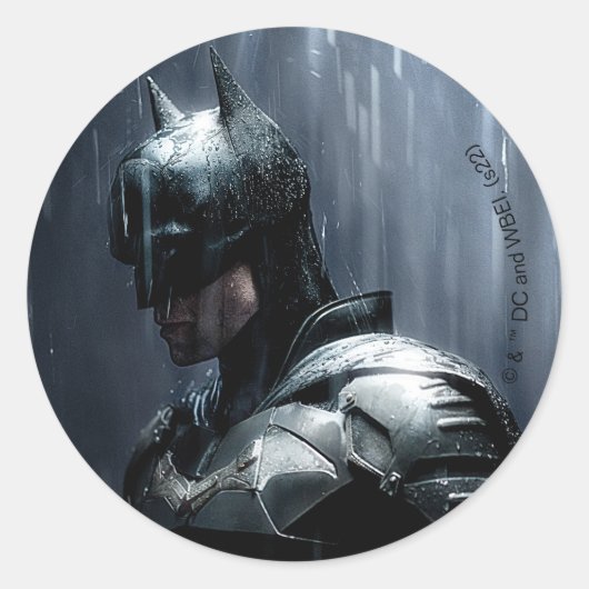 De Batman in de regen Ronde Sticker (Voorkant)