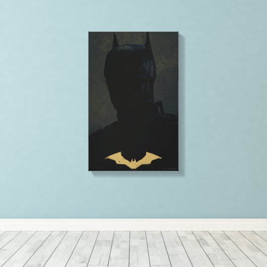 De Batman met het symbool Golden Bat Canvas Afdruk (Insitu (Houten vloer))