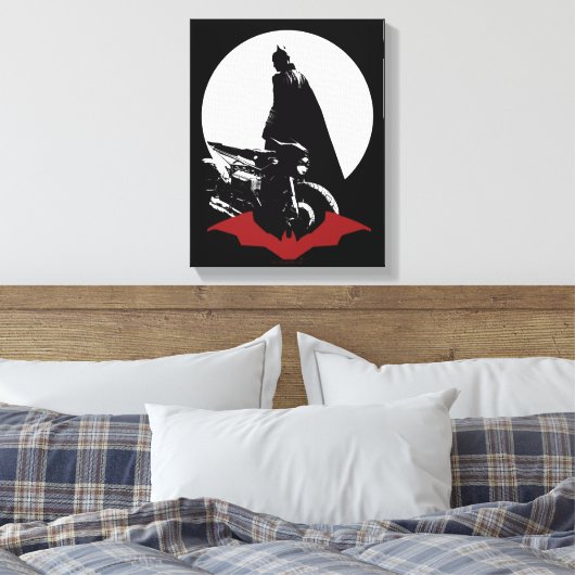 De Batman Motorcycle Silhouette Canvas Afdruk (Insitu (Slaapkamer))