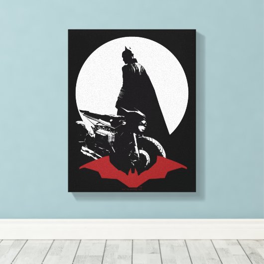 De Batman Motorcycle Silhouette Canvas Afdruk (Insitu (Houten vloer))