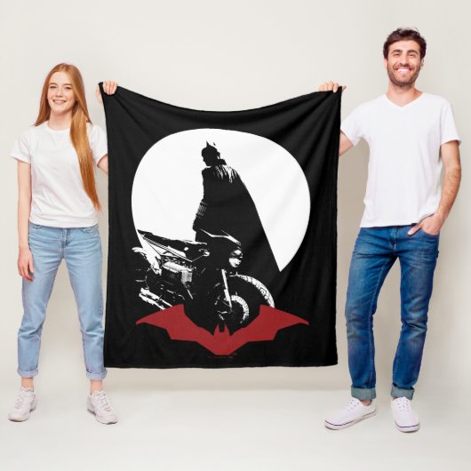 De Batman Motorcycle Silhouette Fleece Deken (In situ)