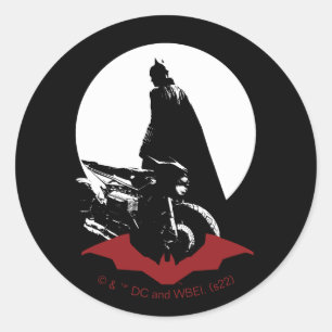 De Batman Motorcycle Silhouette Ronde Sticker