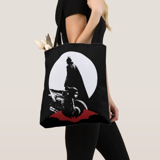 De Batman Motorcycle Silhouette Tote Bag (Dichtbij)