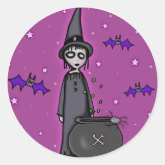 De Batty Witch Ronde Sticker