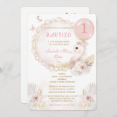 de Bautizo Y Primer Añito Cisne Kaart (Voorkant / Achterkant)