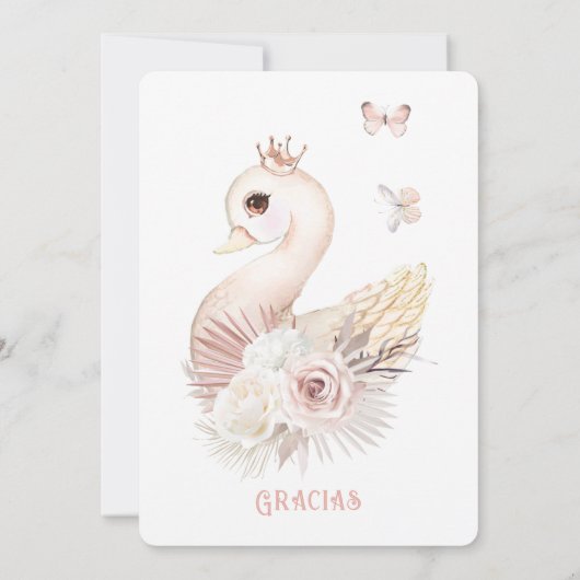 de Bautizo Y Primer Añito Cisne Kaart (Achterkant)