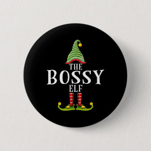 De bazige elf grappige bijpassende pyjama Kerstmis Ronde Button 5,7 Cm