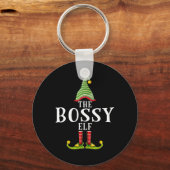 De bazige elf grappige bijpassende pyjama Kerstmis Sleutelhanger (Voorkant)