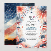 De BBQ Rood Wit Blauw Vlag van de VS 4th van Juli  Kaart (Voorkant / Achterkant)