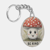 De Be kind Red Top grote glimlach Paddestoel Sleutelhanger (Voorkant Links)