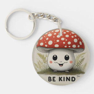 De Be kind Red Top grote glimlach Paddestoel Sleutelhanger
