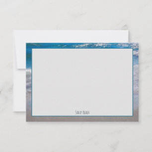 De Beach Blue White Coastal Ocean Wave Phrase Bedankkaart