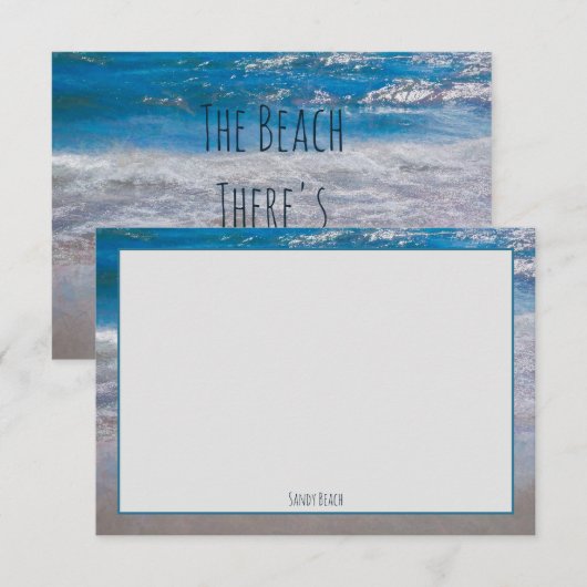 De Beach Blue White Coastal Ocean Wave Phrase Bedankkaart (Voorkant / Achterkant)