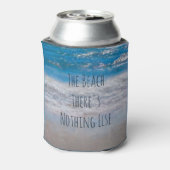 De Beach Blue White Coastal Ocean Wave Phrase Blikjeskoeler (Blikje Achterkant)