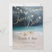 De Beach bruiloft, Seastar string lichten sparen d Save The Date (Voorkant)