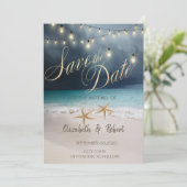 De Beach bruiloft, Seastar string lichten sparen d Save The Date (Staand voorkant)