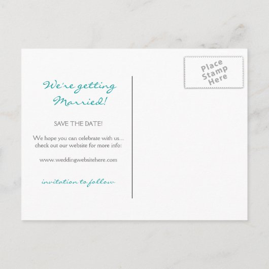 De Beach bruiloft van de bestemming sparen de Datu Aankondigingskaart (Achterkant)