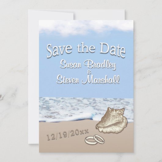 De Beach bruiloft van de bestemming sparen de Datu Save The Date (Voorkant)