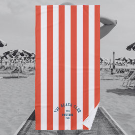 De Beach Club Blue Crest Oranje Rood Cabana Streep Strandlaken