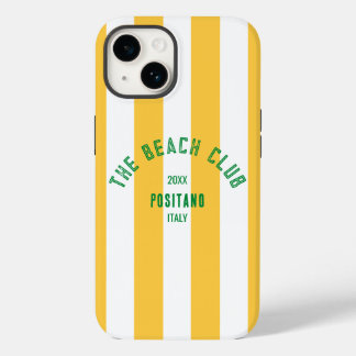 De Beach Club Crest Gele Cabana Streep iPhone 14 Hoesje