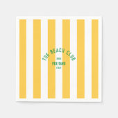 De Beach Club Crest Gele Cabana Streep Servet (Voorkant)