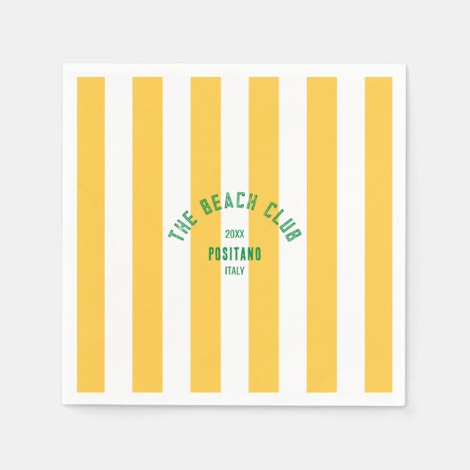 De Beach Club Crest Gele Cabana Streep Servet (Voorkant)