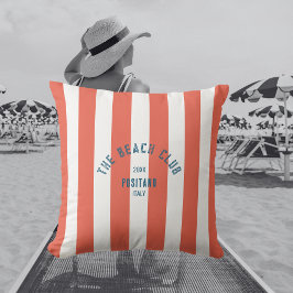 De Beach Club Crest Sinaasappel rode Cabana streep Buitenkussen