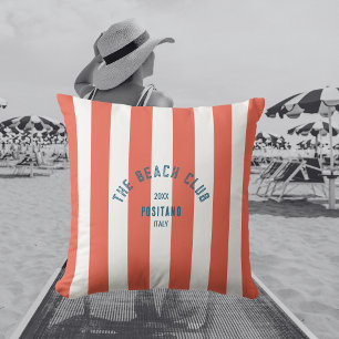 De Beach Club Crest Sinaasappel rode Cabana streep Buitenkussen