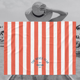De Beach Club Crest Sinaasappel rode Cabana streep Fleece Deken