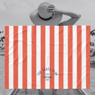 De Beach Club Crest Sinaasappel rode Cabana streep Fleece Deken