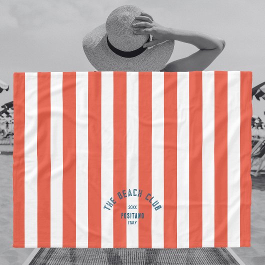 De Beach Club Crest Sinaasappel rode Cabana streep Fleece Deken