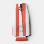 De Beach Club Crest Sinaasappel rode Cabana streep Flesjeskoeler (Achterkant)