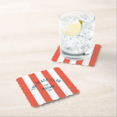 De Beach Club Crest Sinaasappel rode Cabana streep Kartonnen Onderzetters (Insitu)
