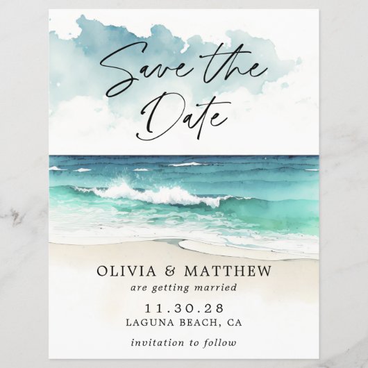 De Beach van de Waterverf van de begroting sparen  Flyer (Voorkant)