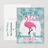 De Beach van Pompano sparen de Roze van de Datum F Aankondigingskaart (Voorkant / Achterkant)