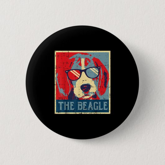 De Beagle Obama Poster  Dierenhond Hound D Ronde Button 5,7 Cm (Voorkant)