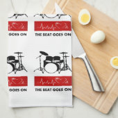 De Beat gaat aan - een drummer's hart Theedoek (Quarter Fold)